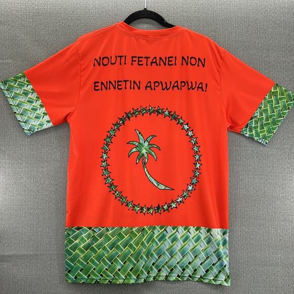 Island Girl Men Unisex Orange/Green Palm Tree Polynesian Graphic T-Shirt Size L - Picture 7 of 9